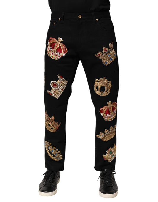 Dolce &amp; Gabbana Schwarze Barock Royal Herren Anzughose
