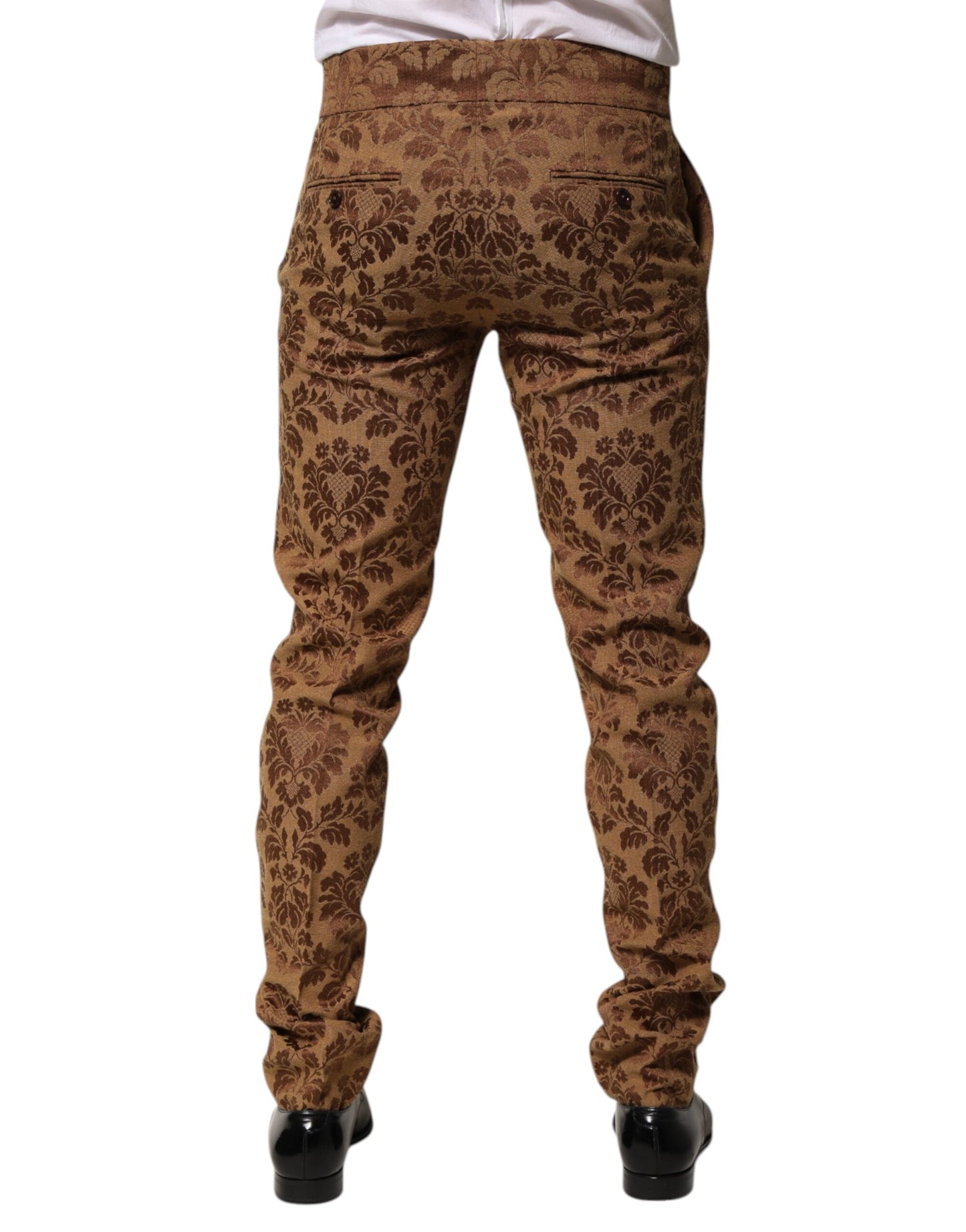 Dolce &amp; Gabbana Braune Jacquard-Hose mit Blumenmuster für Herren