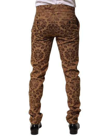 Dolce &amp; Gabbana Braune Jacquard-Hose mit Blumenmuster für Herren