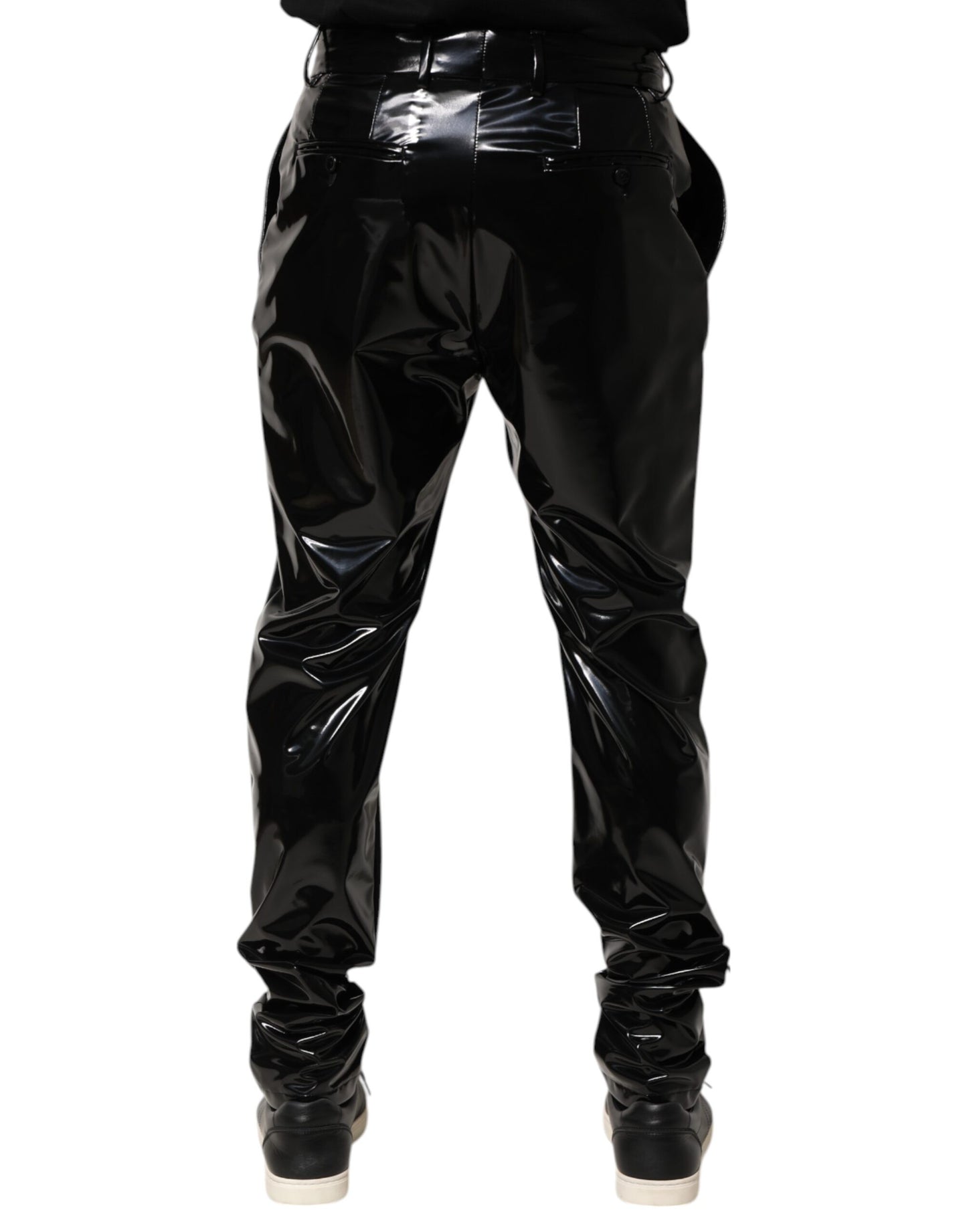 Dolce &amp; Gabbana Schwarze Polyesterhose mit mittlerer Taille für Herren