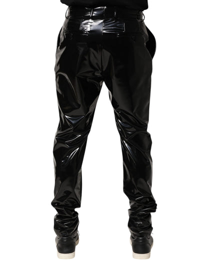 Dolce &amp; Gabbana Schwarze Polyesterhose mit mittlerer Taille für Herren