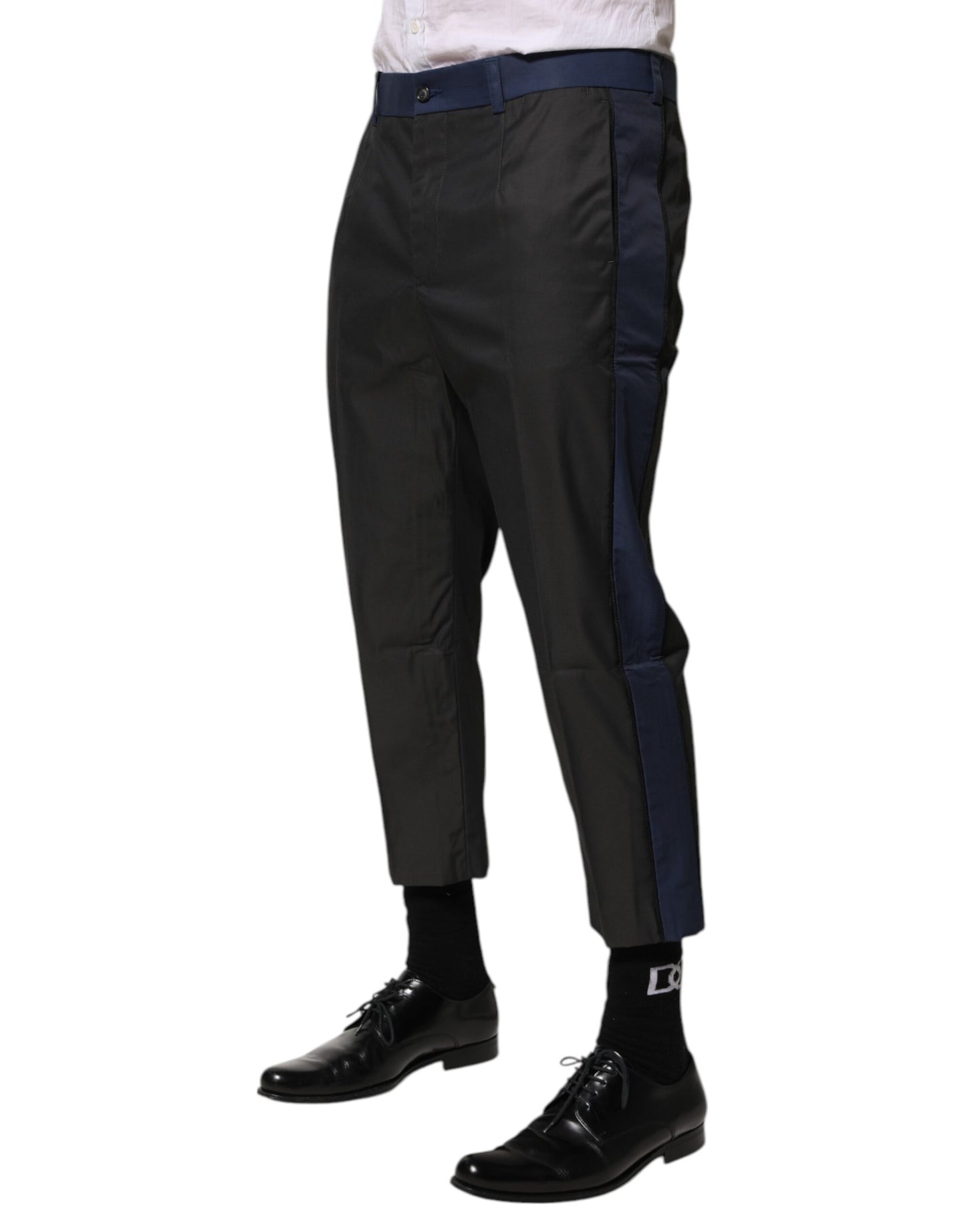 Dolce &amp; Gabbana – Graublaue 3/4-Chinos aus Baumwolle mit verkürzter Hose