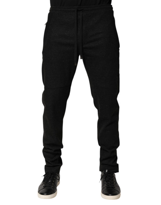 Dolce &amp; Gabbana – Jogginghose aus melierter Wollmischung in Schwarz