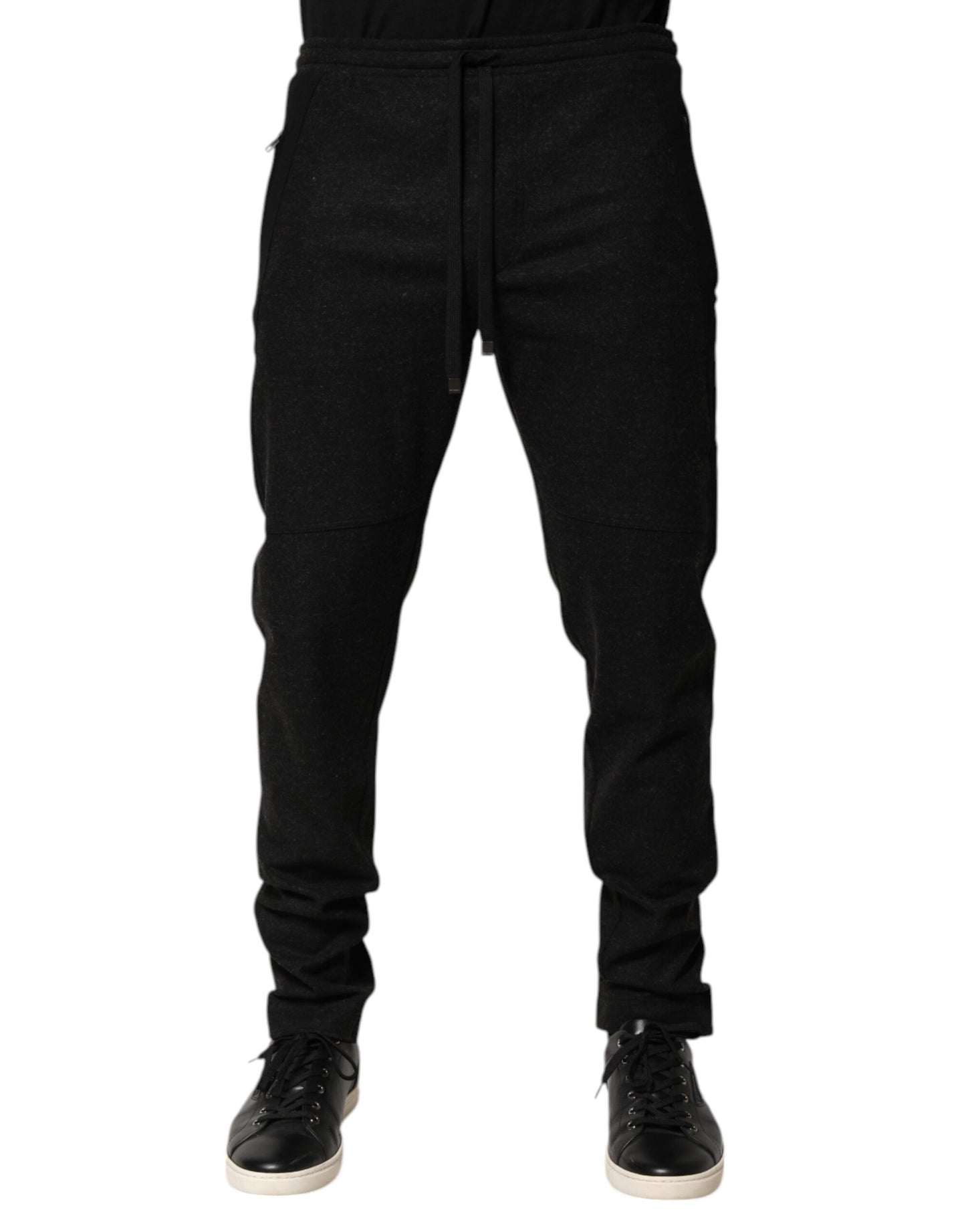 Dolce &amp; Gabbana – Jogginghose aus melierter Wollmischung in Schwarz