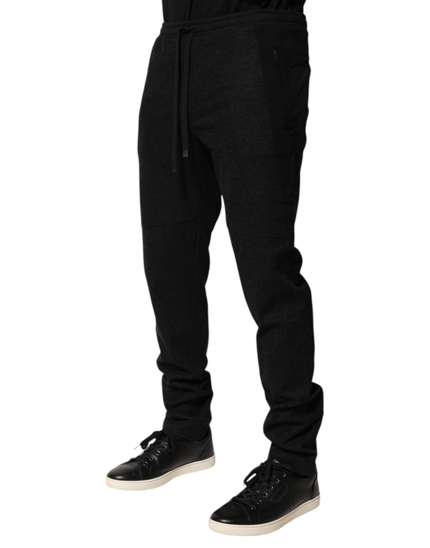 Dolce &amp; Gabbana – Jogginghose aus melierter Wollmischung in Schwarz