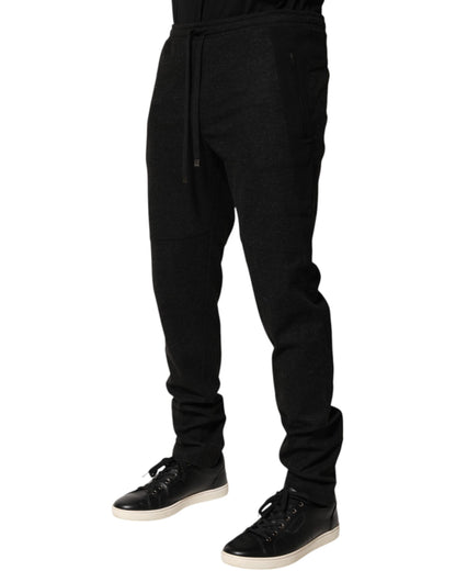Dolce &amp; Gabbana – Jogginghose aus melierter Wollmischung in Schwarz