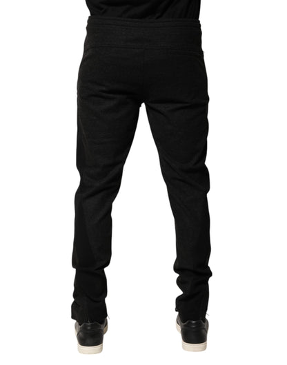 Dolce &amp; Gabbana – Jogginghose aus melierter Wollmischung in Schwarz