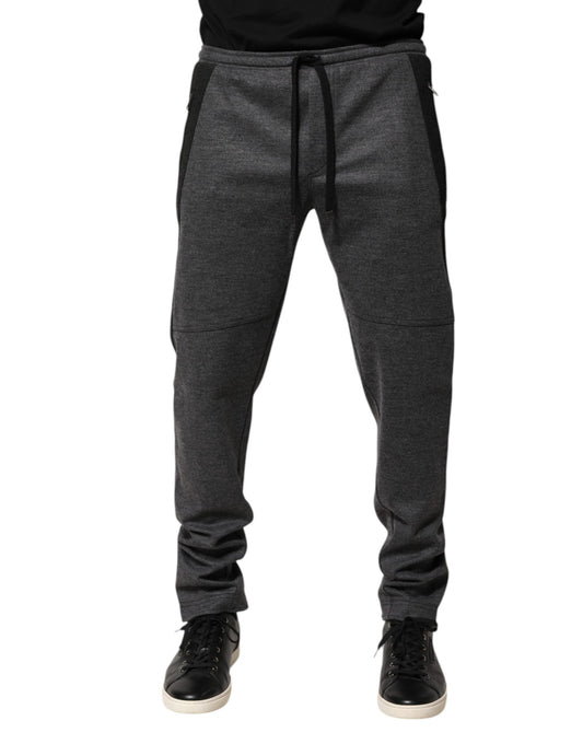 Dolce &amp; Gabbana Grau-Schwarze Jogginghose aus Wollmischung