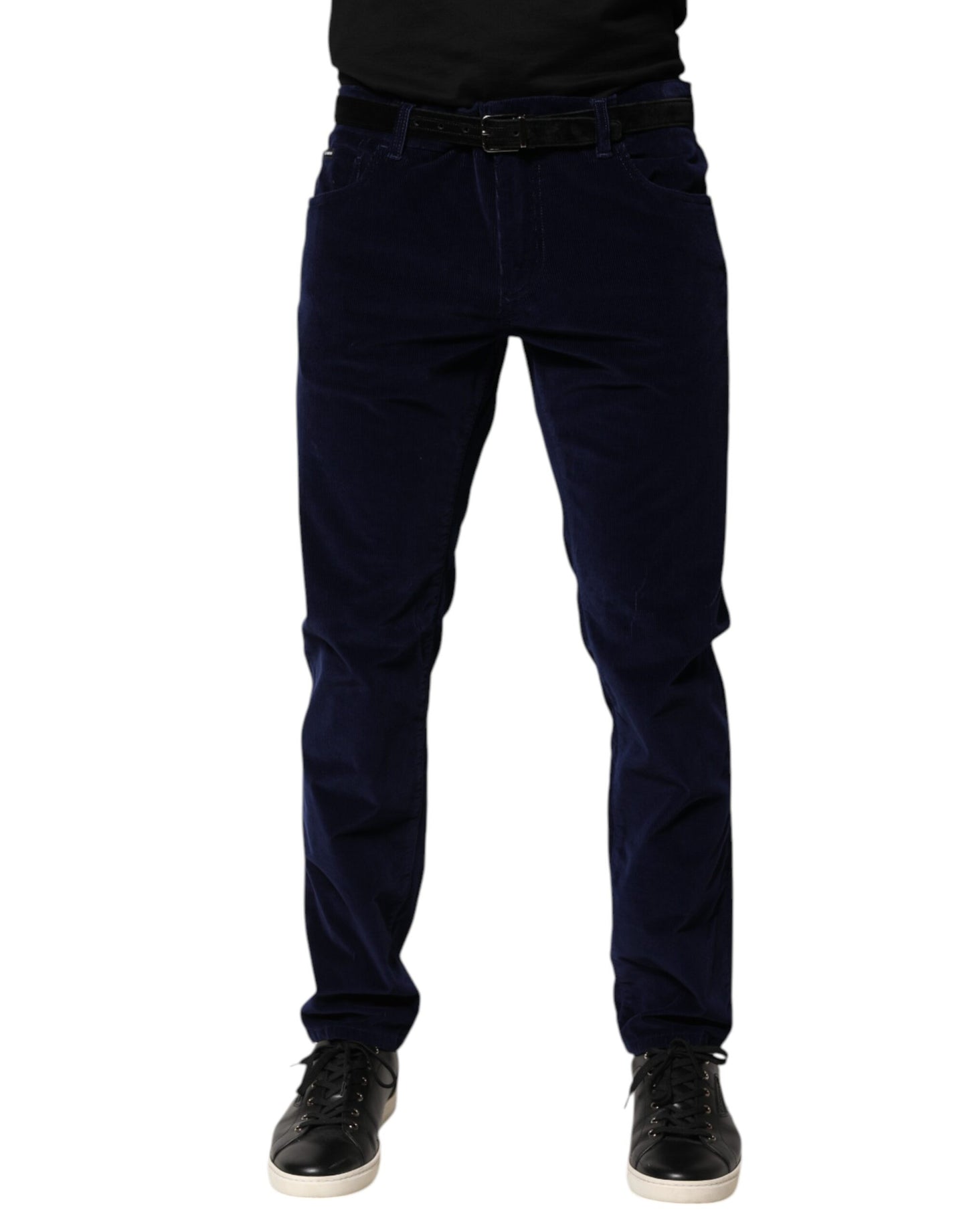 Dolce &amp; Gabbana – Marineblaue, konisch zulaufende Hose aus Baumwolle
