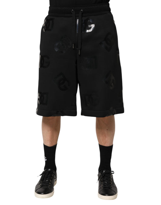 Dolce &amp; Gabbana – Schwarze Bermuda-Sweatshorts aus Baumwolle mit Logo