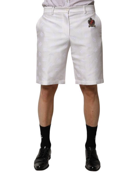 Dolce &amp; Gabbana – Weiße Baumwoll-Hosenshorts mit DNA-DG-Patch-Logo