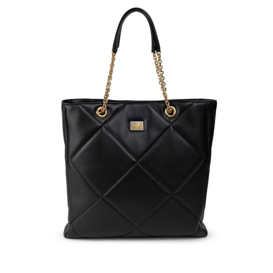 Dolce &amp; Gabbana – Schwarze Leder-Einkaufstasche