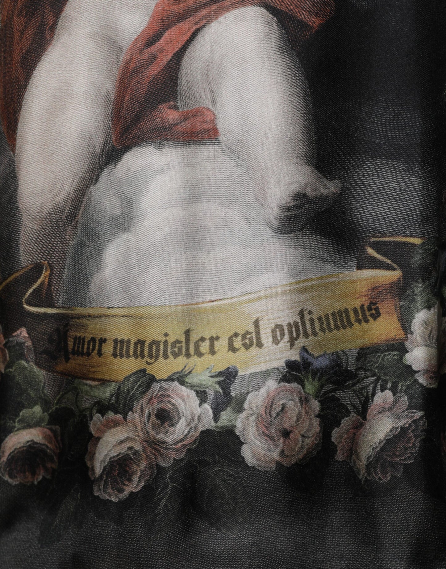 Dolce &amp; Gabbana Schwarzer Kaschmirpullover mit Cherub-Print im Barockstil