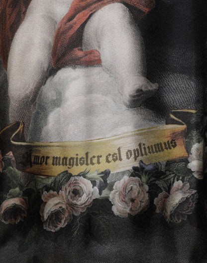 Dolce &amp; Gabbana Schwarzer Kaschmirpullover mit Cherub-Print im Barockstil