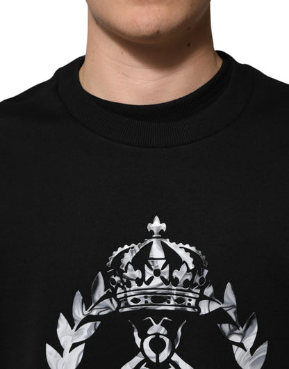 Dolce &amp; Gabbana – Schwarzes Sweatshirt mit Rundhalsausschnitt und DG-Logo aus Baumwolle