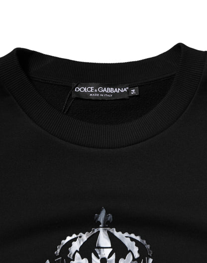 Dolce &amp; Gabbana – Schwarzes Sweatshirt mit Rundhalsausschnitt und DG-Logo aus Baumwolle