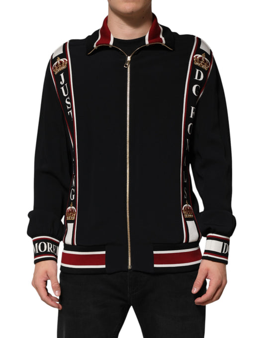 Dolce &amp; Gabbana – Schwarzes DG King-Sweatshirt mit durchgehendem Reißverschluss