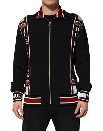 Dolce &amp; Gabbana – Schwarzes DG King-Sweatshirt mit durchgehendem Reißverschluss