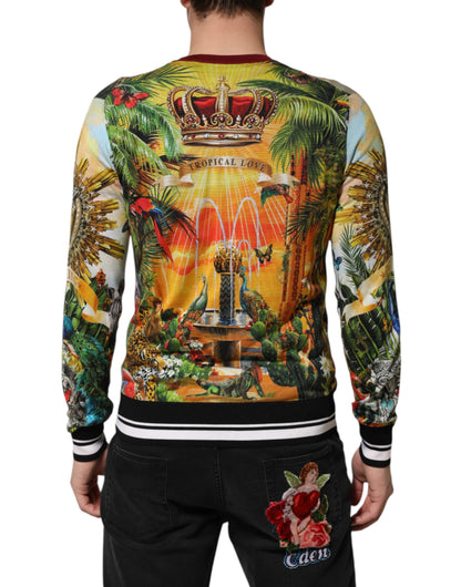 Dolce &amp; Gabbana Pullover aus Seide mit tropischem Herz und Krone