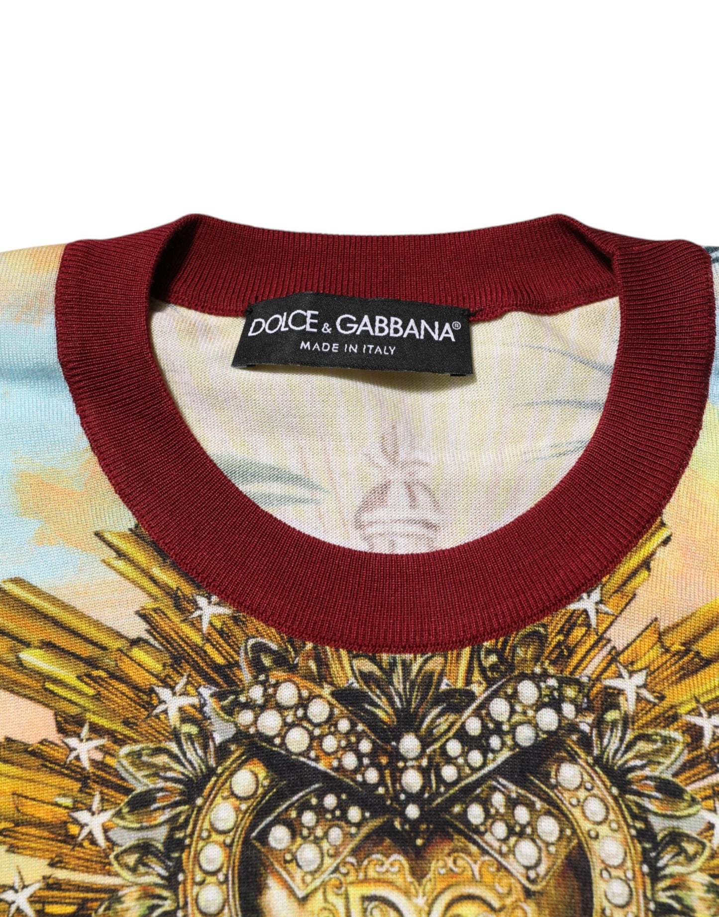 Dolce &amp; Gabbana Pullover aus Seide mit tropischem Herz und Krone