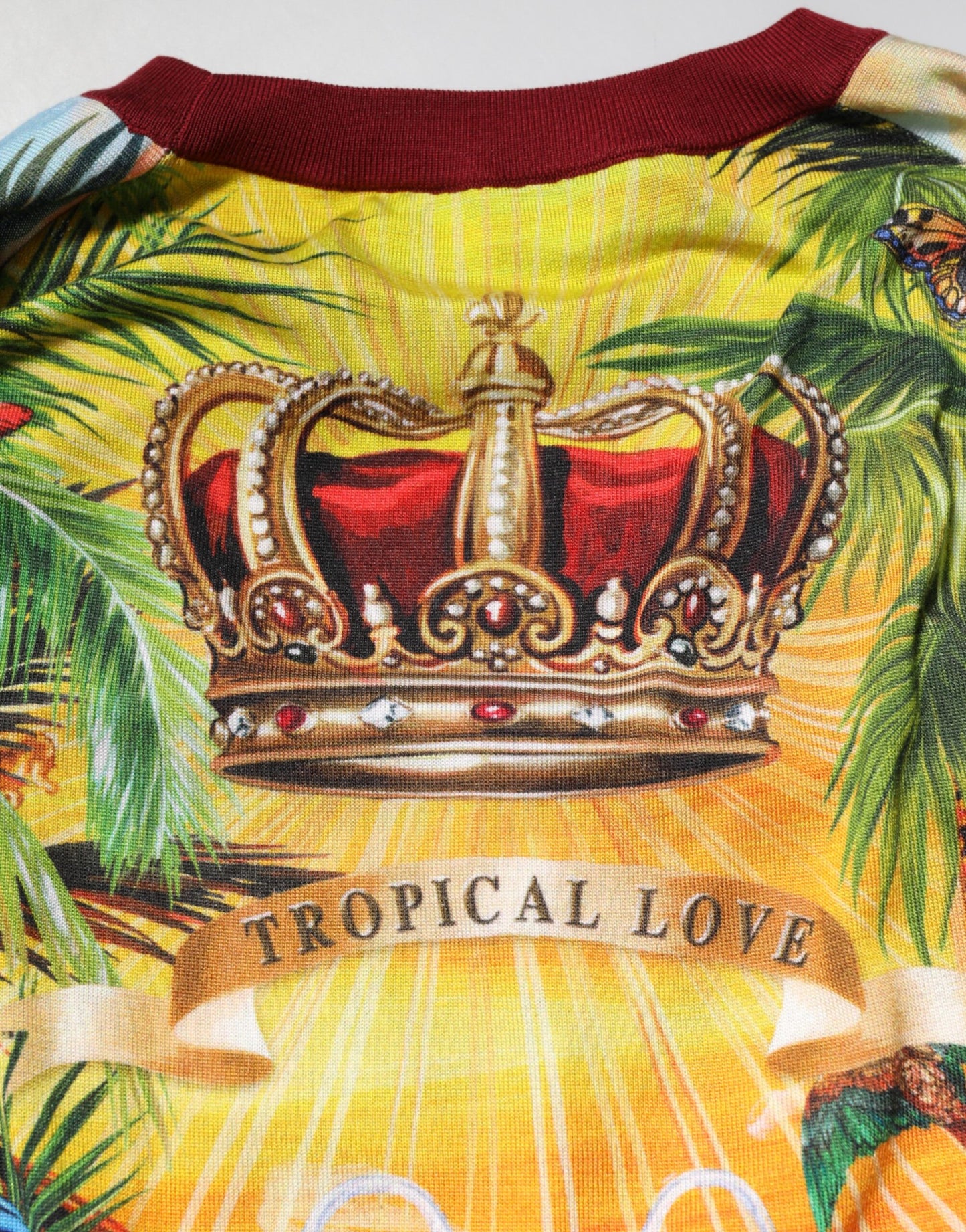 Dolce &amp; Gabbana Pullover aus Seide mit tropischem Herz und Krone