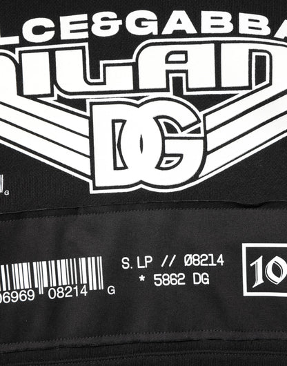 Dolce &amp; Gabbana – Kapuzenpullover aus schwarzer Baumwolle mit DG Milano-Logoprint