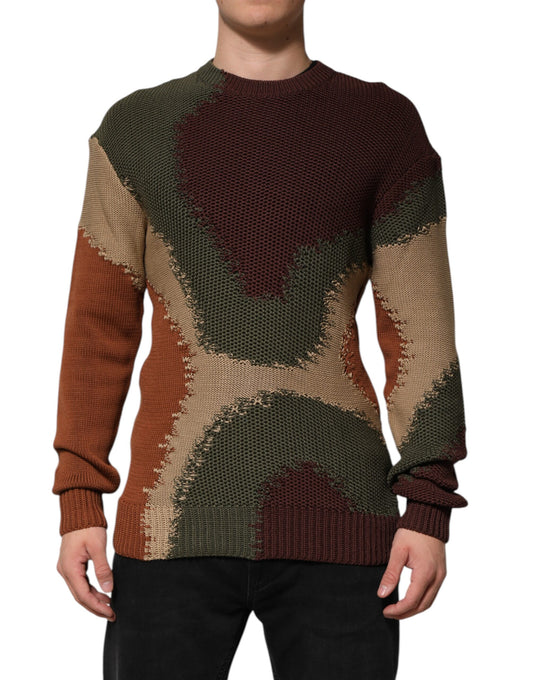 Dolce &amp; Gabbana Mehrfarbiger abstrakter Herrenpullover aus Baumwolle