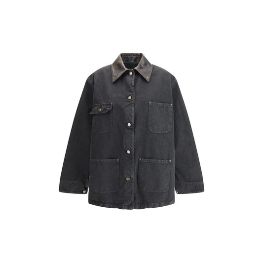 Prada Jeansjacke mit Lederkragen