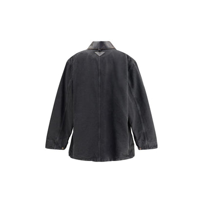 Prada Jeansjacke mit Lederkragen