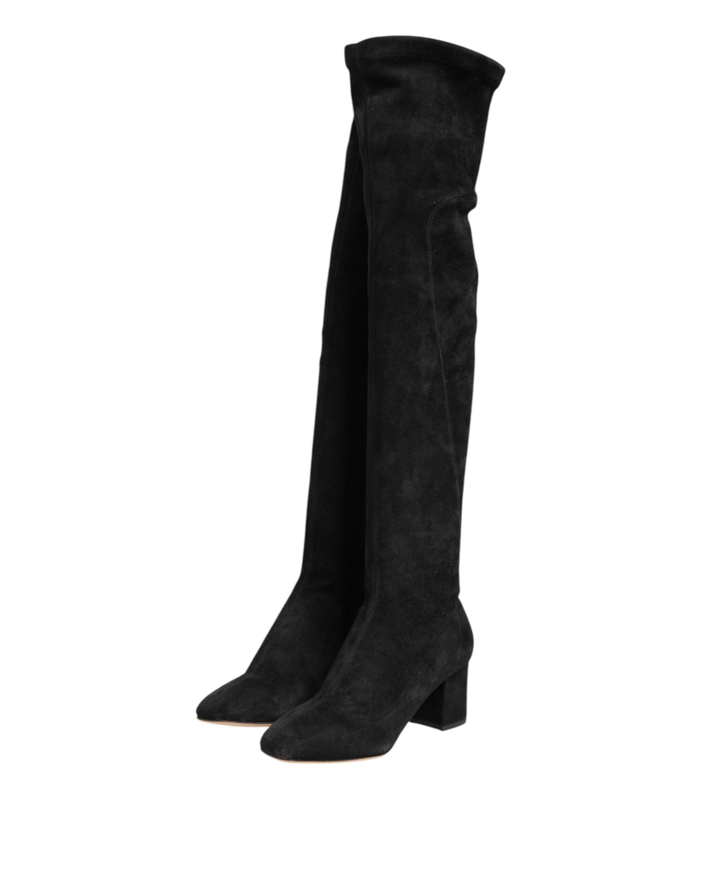 Dolce &amp; Gabbana – Kniehohe Stiefel aus schwarzem Wildleder