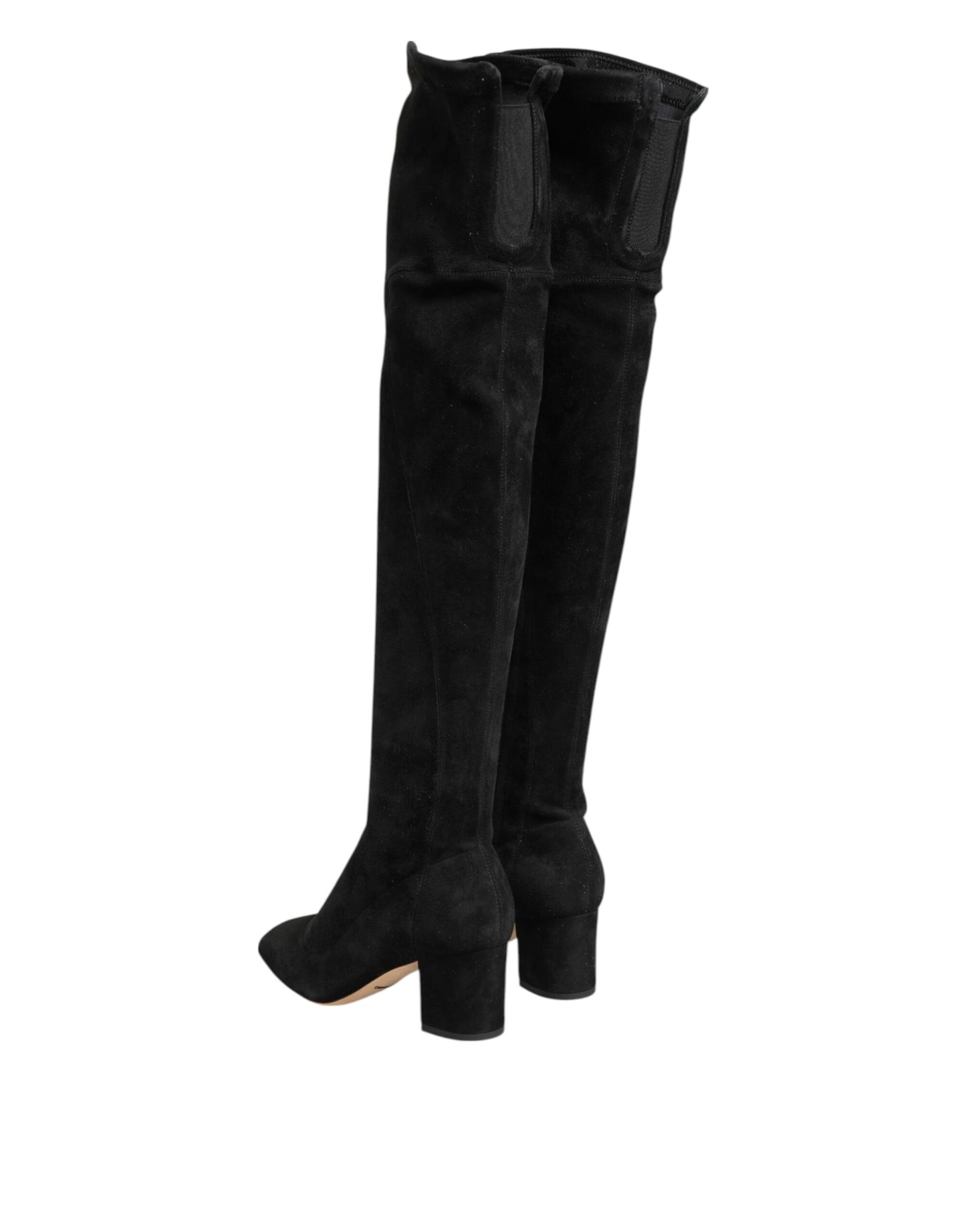 Dolce &amp; Gabbana – Kniehohe Stiefel aus schwarzem Wildleder