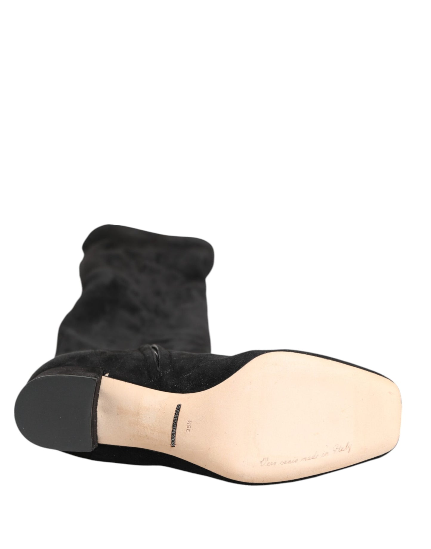 Dolce &amp; Gabbana – Kniehohe Stiefel aus schwarzem Wildleder