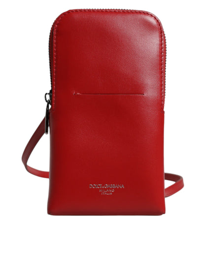 Dolce &amp; Gabbana Rote Leder-Geldbörse, Handy-Umhängetasche mit Umhängeband