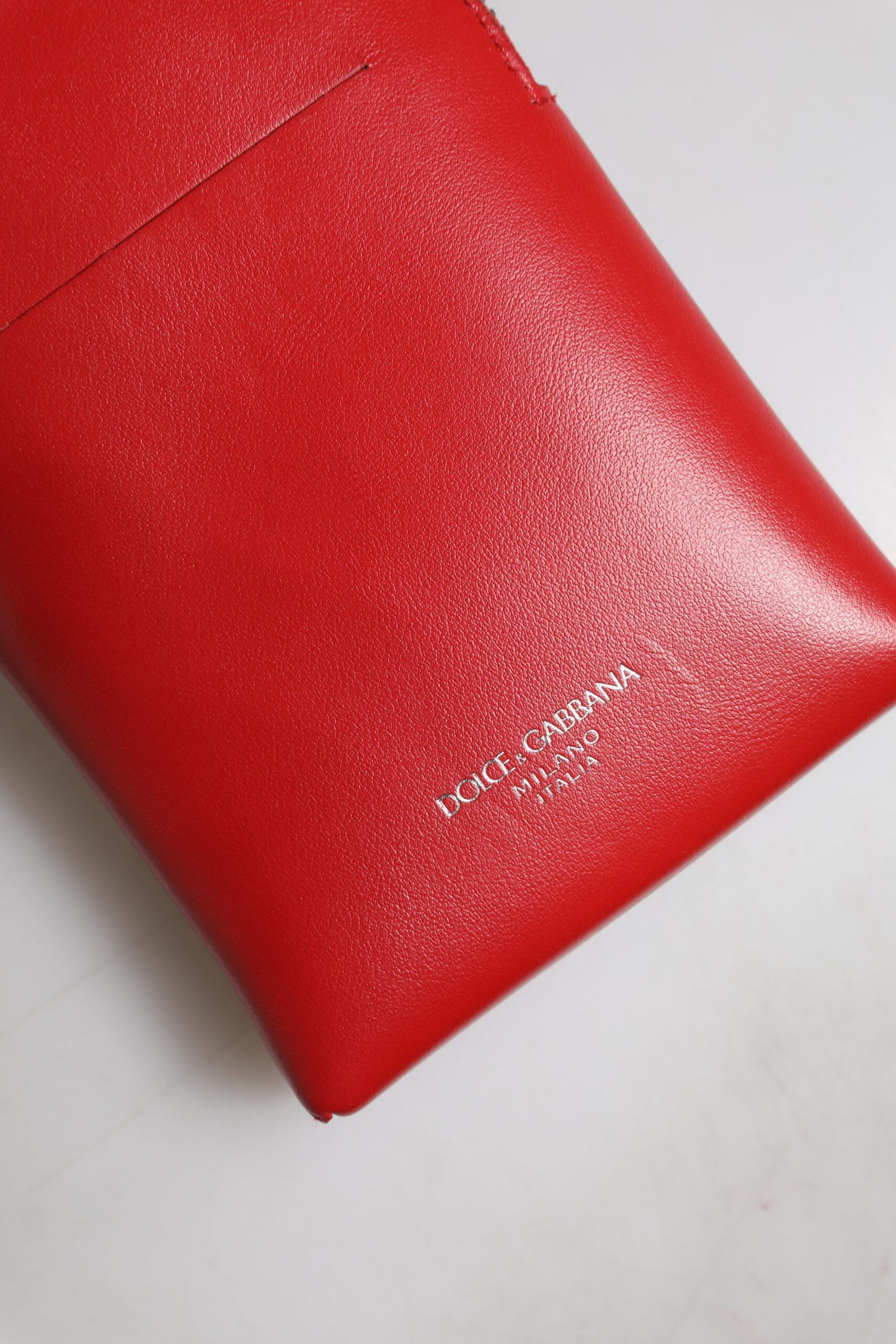Dolce &amp; Gabbana Rote Leder-Geldbörse, Handy-Umhängetasche mit Umhängeband