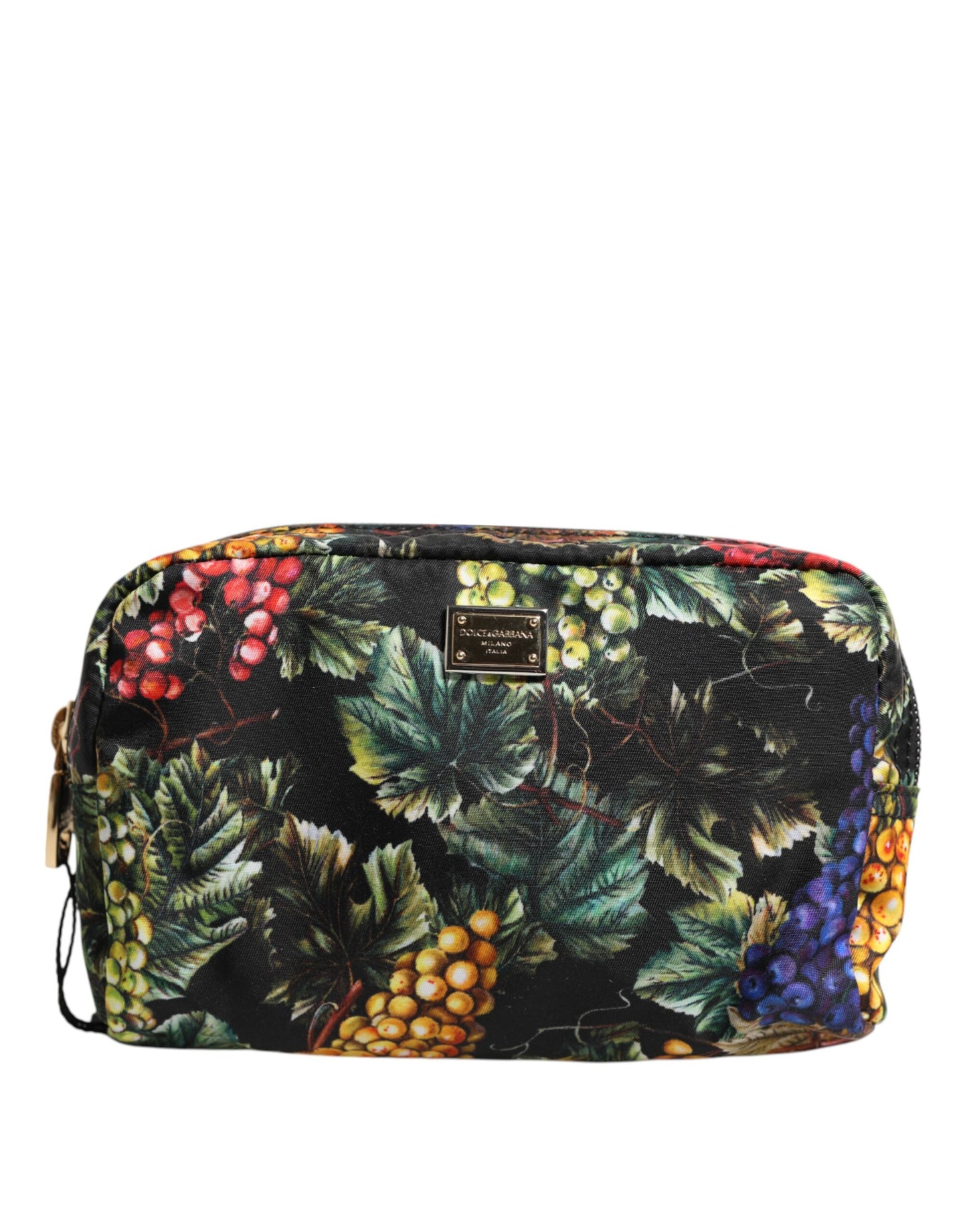 Dolce &amp; Gabbana Clutch mit mehrfarbigem Traubendruck und Logo-Plakette