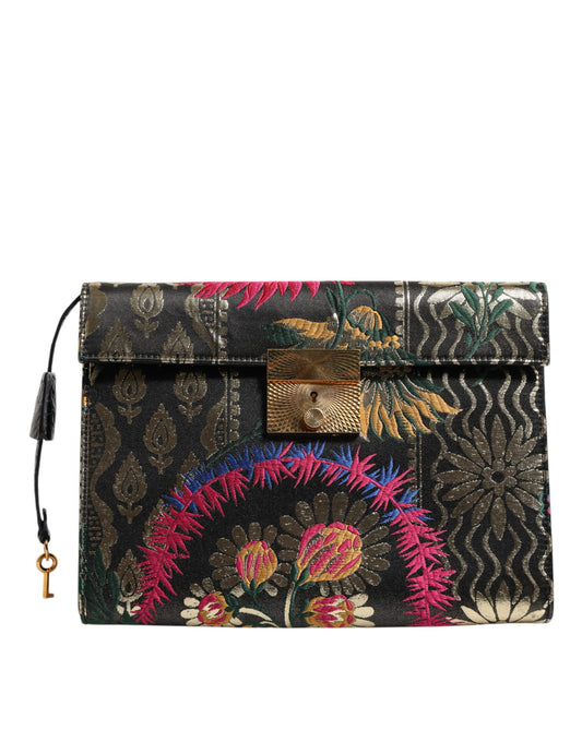 Dolce &amp; Gabbana – Mehrfarbige Aktentasche aus Jacquard mit Blumenmuster