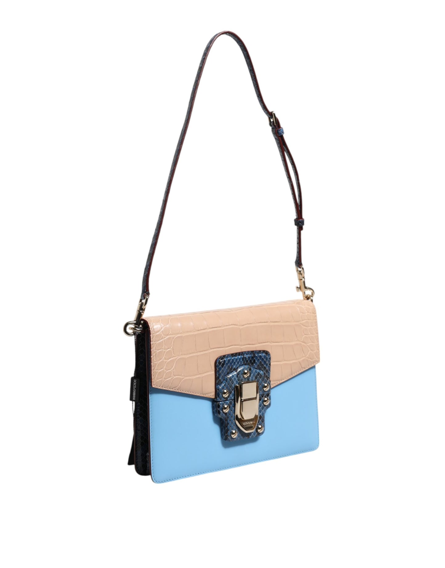 Dolce &amp; Gabbana – LUCIA – Umhängetasche aus exotischem Leder in Blau und Beige