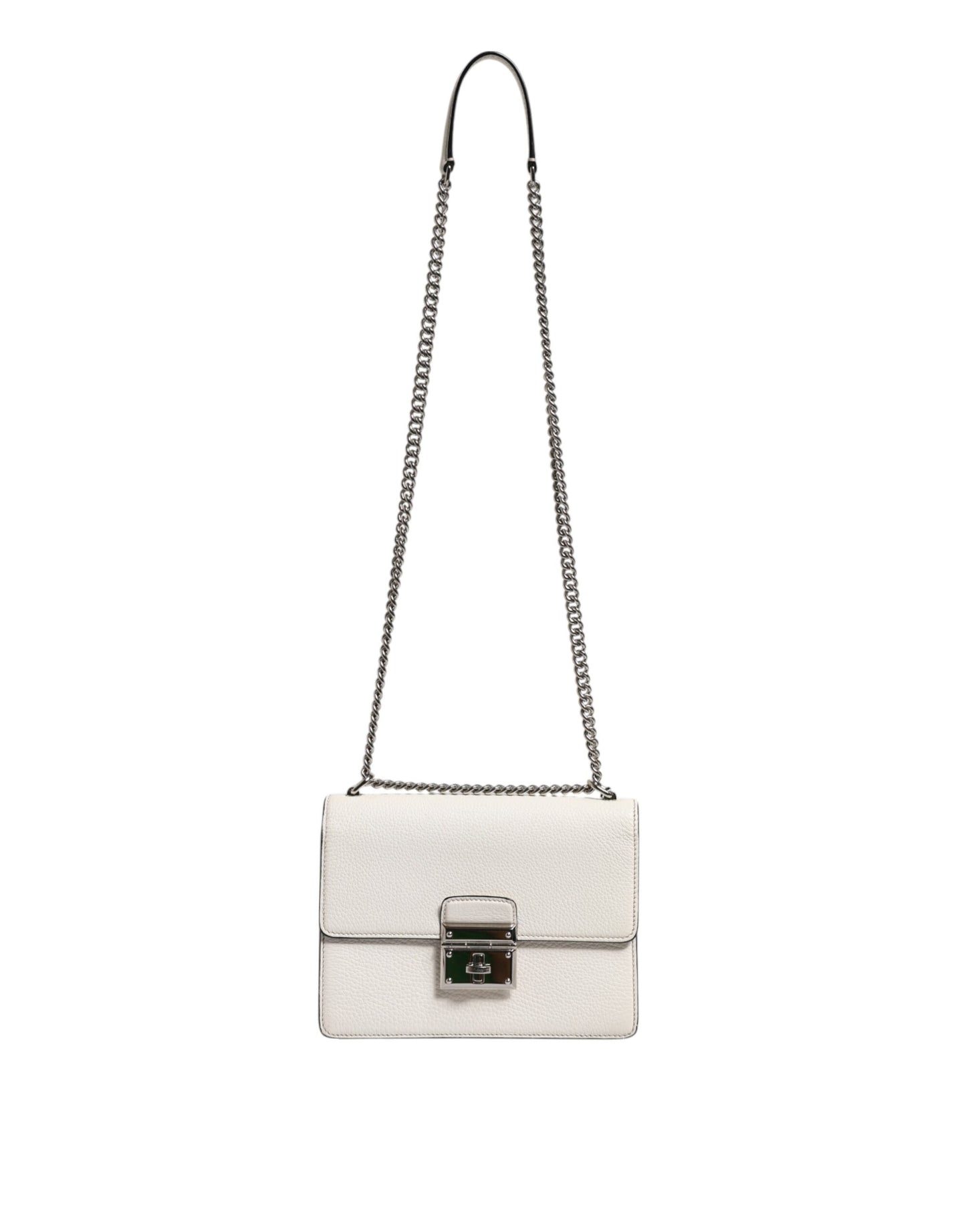 Dolce &amp; Gabbana – Kleine Rosalia-Tasche aus Kalbsleder mit Kettenriemen in Weiß