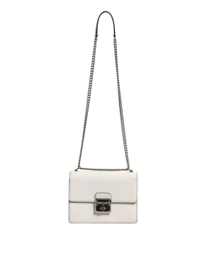Dolce &amp; Gabbana – Kleine Rosalia-Tasche aus Kalbsleder mit Kettenriemen in Weiß