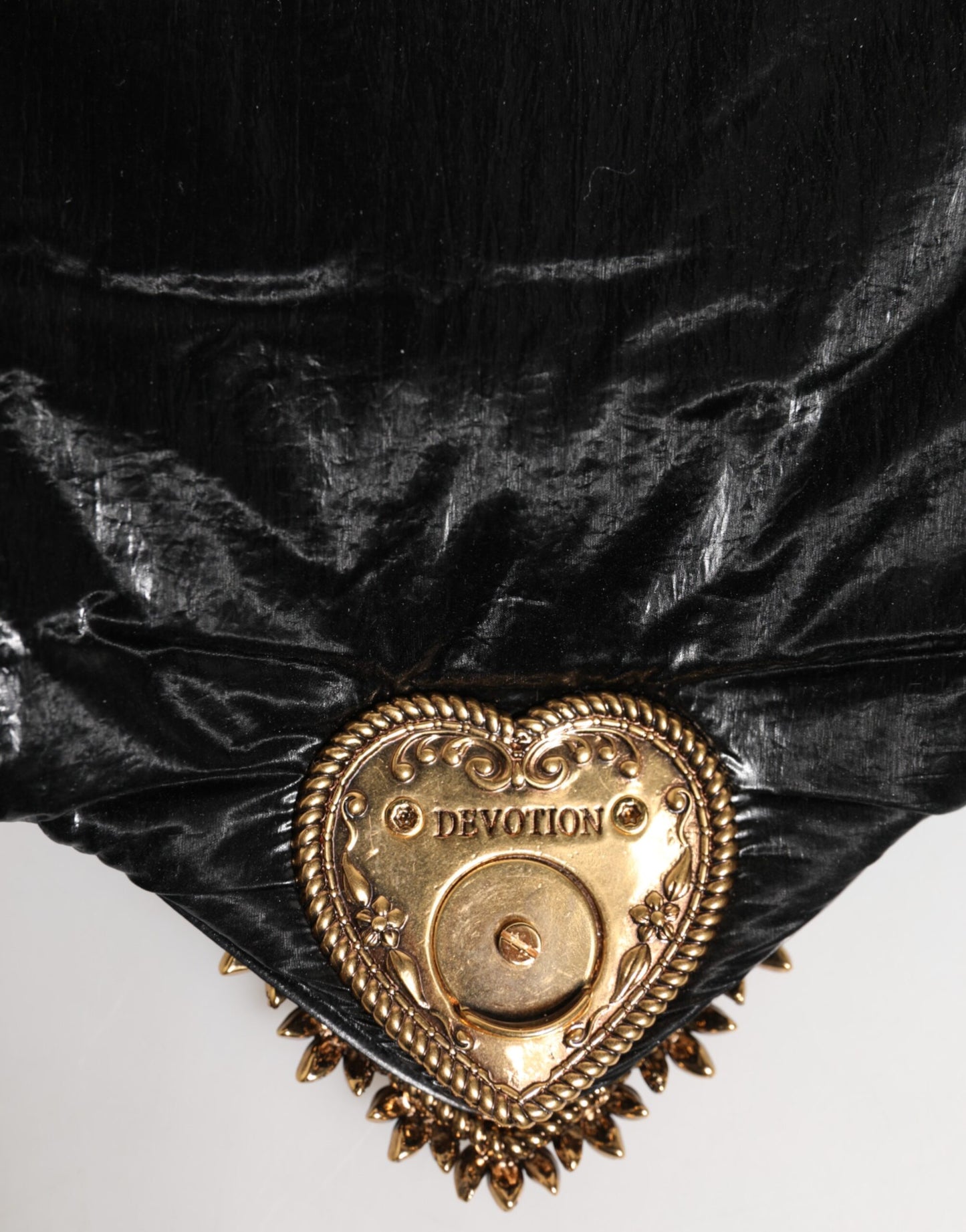 Dolce &amp; Gabbana – Devotion – Umhängetasche aus gestepptem Nylon mit Kettenriemen in Schwarz