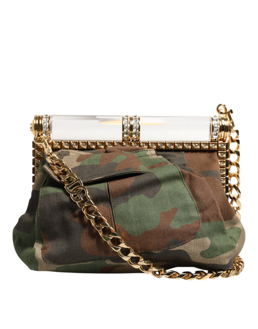 Dolce &amp; Gabbana – Mehrfarbige, mittelgroße Sicily-Tasche mit Camouflage-Muster und Schultergurt