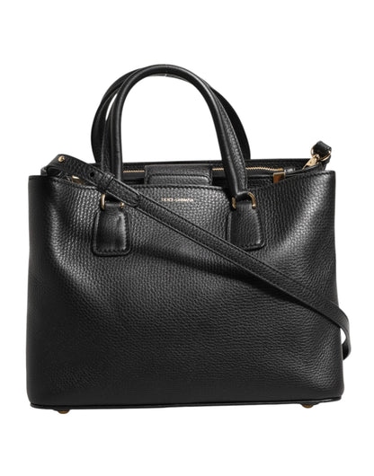 Dolce &amp; Gabbana – Schultertasche mit Logo-Schild aus schwarzem Kalbsleder