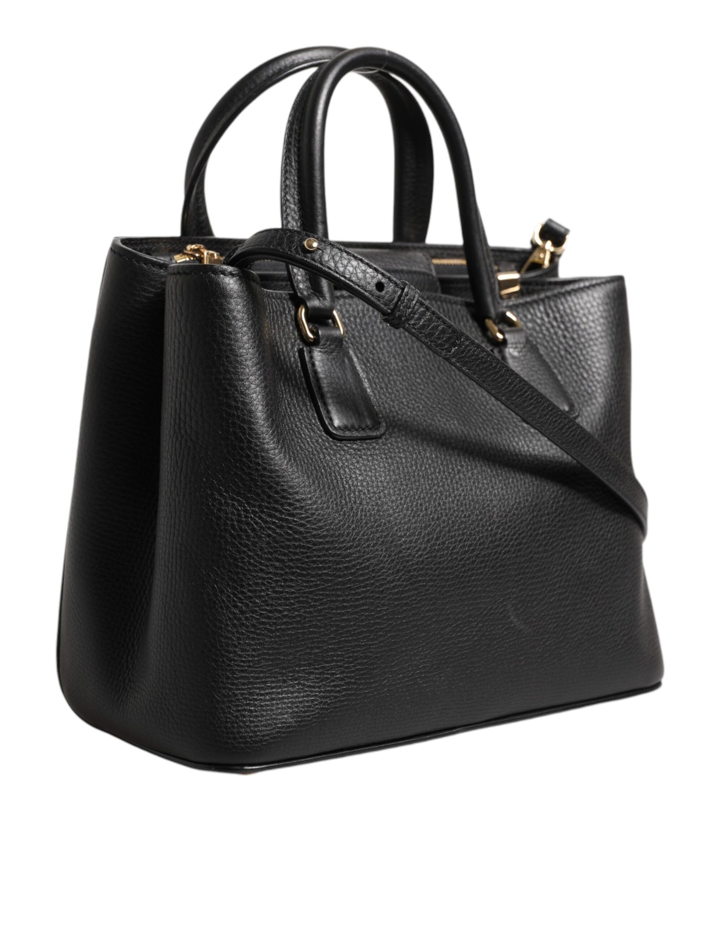 Dolce &amp; Gabbana – Schultertasche mit Logo-Schild aus schwarzem Kalbsleder