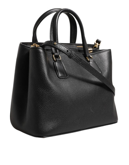 Dolce &amp; Gabbana – Schultertasche mit Logo-Schild aus schwarzem Kalbsleder