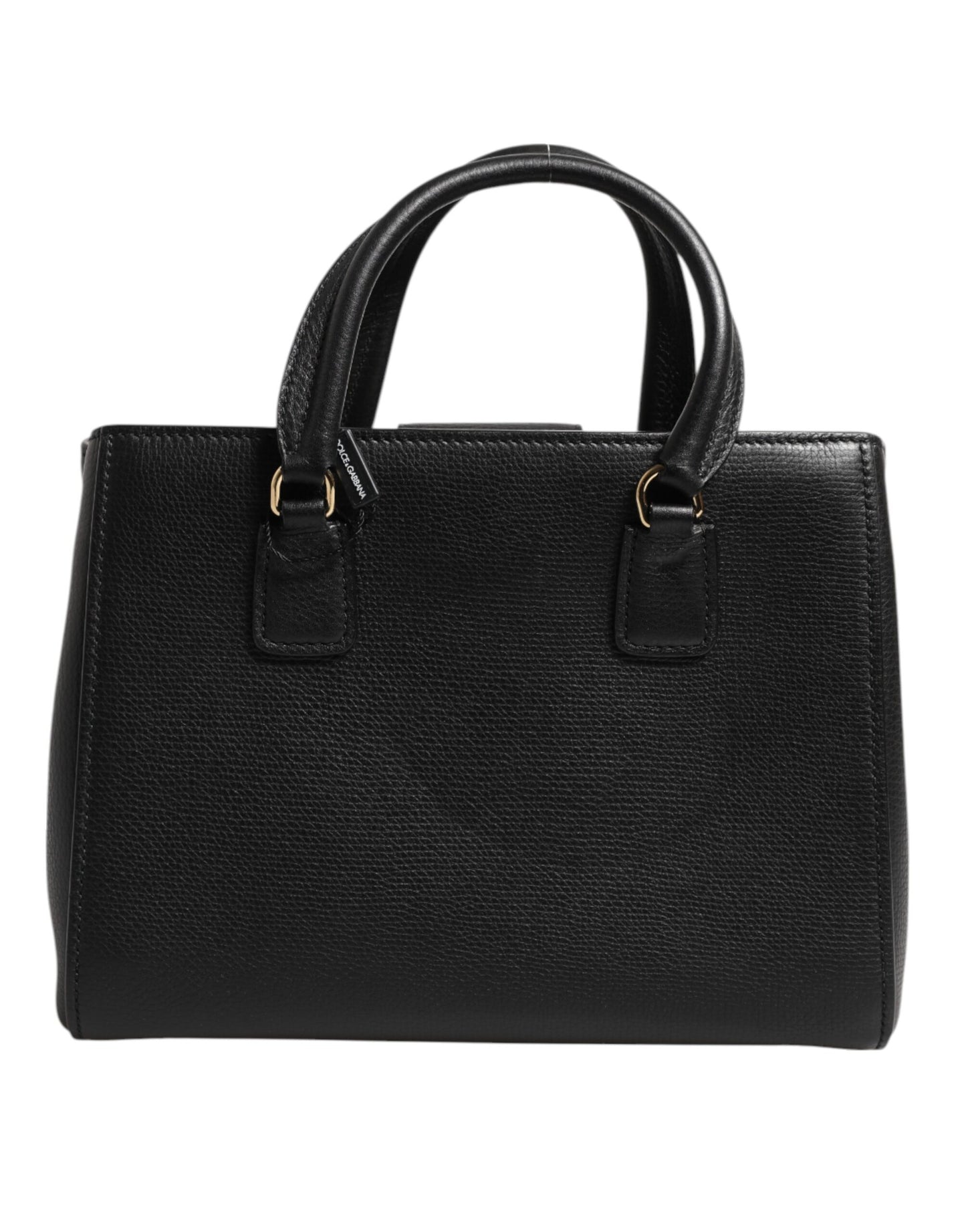 Dolce &amp; Gabbana – Schultertasche mit Logo-Schild aus schwarzem Kalbsleder