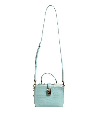 Dolce &amp; Gabbana – Mintgrüne Schultertasche aus geprägtem Leder mit Vorhängeschloss