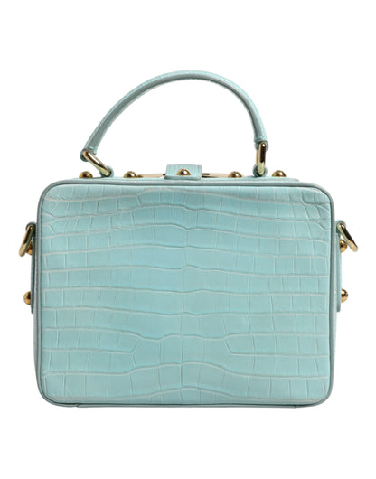 Dolce &amp; Gabbana – Mintgrüne Schultertasche aus geprägtem Leder mit Vorhängeschloss