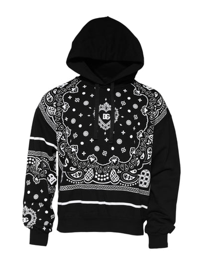 Dolce &amp; Gabbana Black Bandana Hooded Men Sweatshirt Sweater