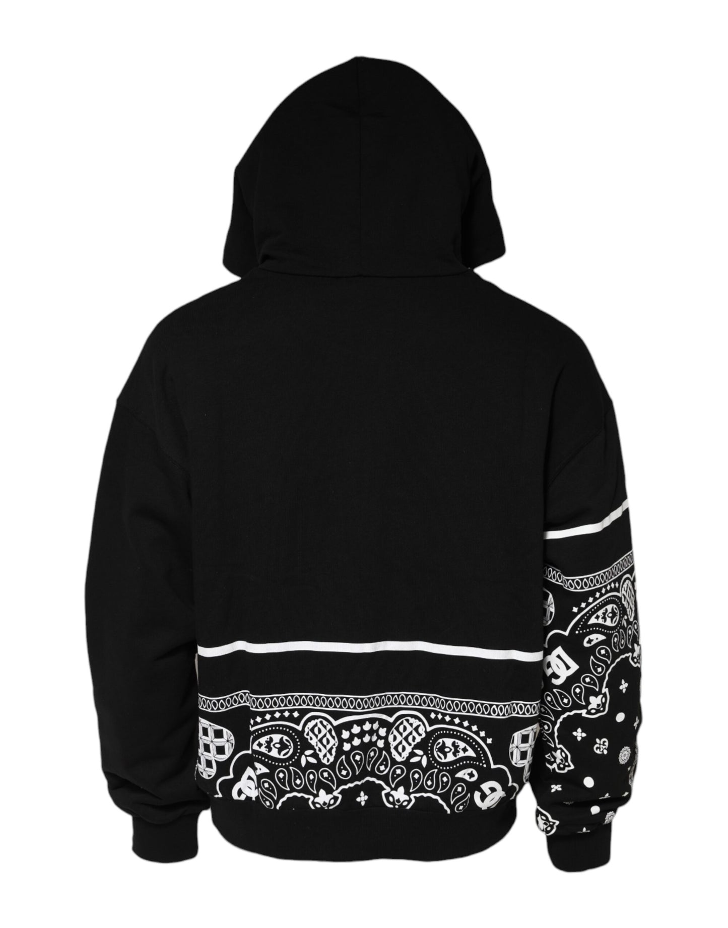 Dolce &amp; Gabbana Black Bandana Hooded Men Sweatshirt Sweater