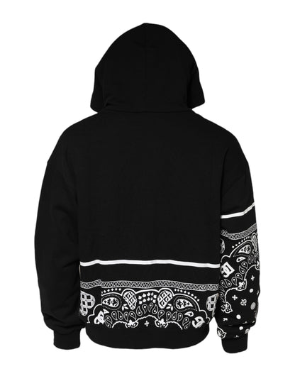Dolce &amp; Gabbana Black Bandana Hooded Men Sweatshirt Sweater